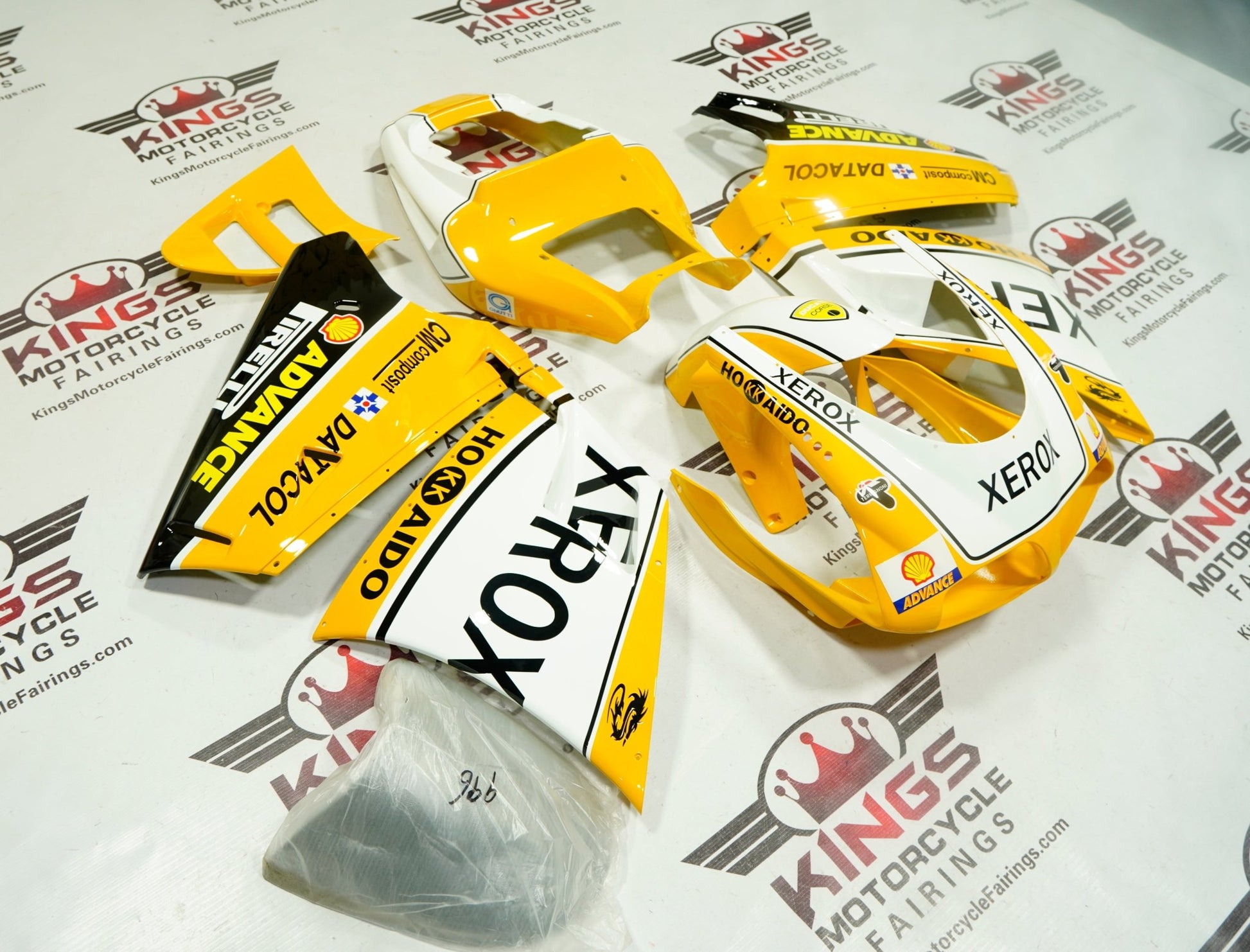 Ducati 748 Fairing kit (1994-2003) Yellow, Black, White XEROX at KingsMotorcycleFairings.com