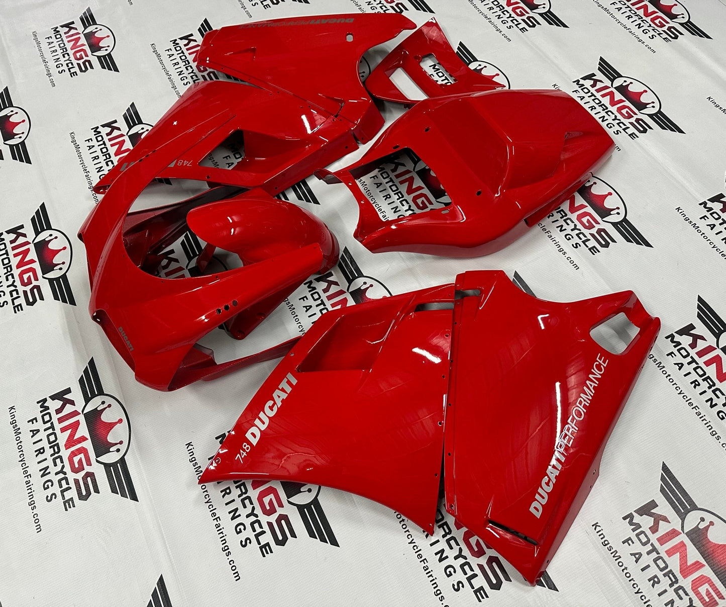 Ducati 748 Fairing Kit (1994-2003) Red, Silver at KingsMotorcycleFairings.com