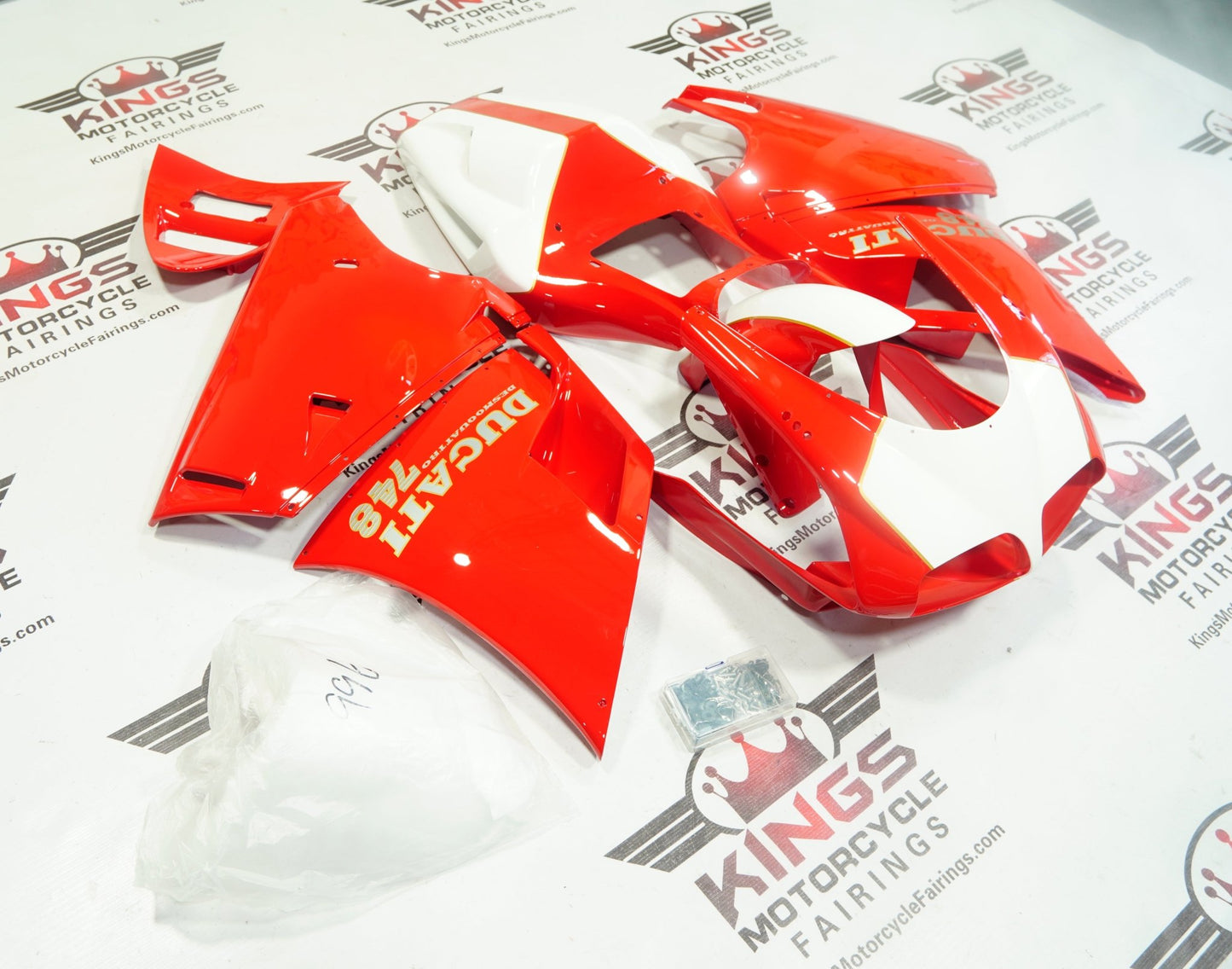 Ducati 748 Fairings (1994-2003) Red, White Desmoquattro from KingsMotorcycleFairings.com