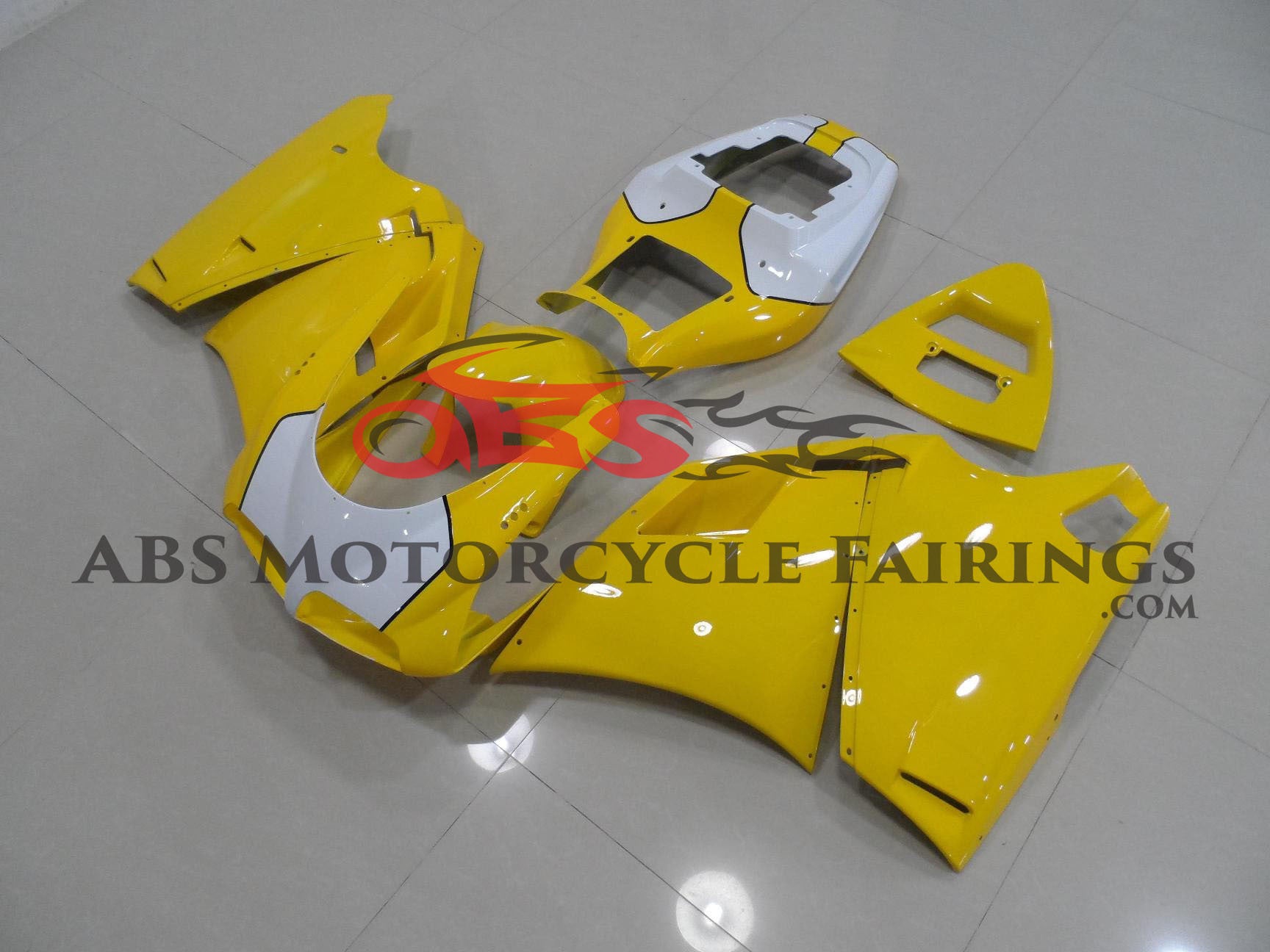Ducati 748 Fairings (1994-2003) Yellow, White, Black Stripe at KingsMotorcycleFairings.com