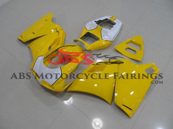 Ducati 748 Fairings (1994-2003) Yellow, White, Black Stripe at KingsMotorcycleFairings.com