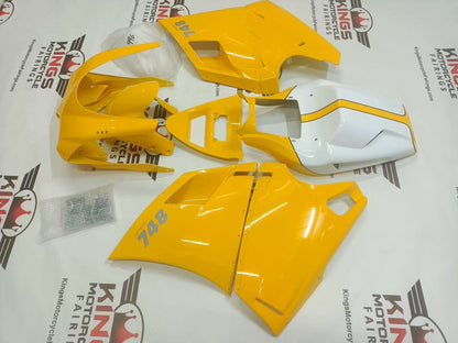 Ducati 748 Fairings (1994-2003) Yellow, White, Stripe at KingsMotorcycleFairings.com