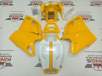 Ducati 748 Fairings (1994-2003) Yellow, White, Stripe from KingsMotorcycleFairings.com