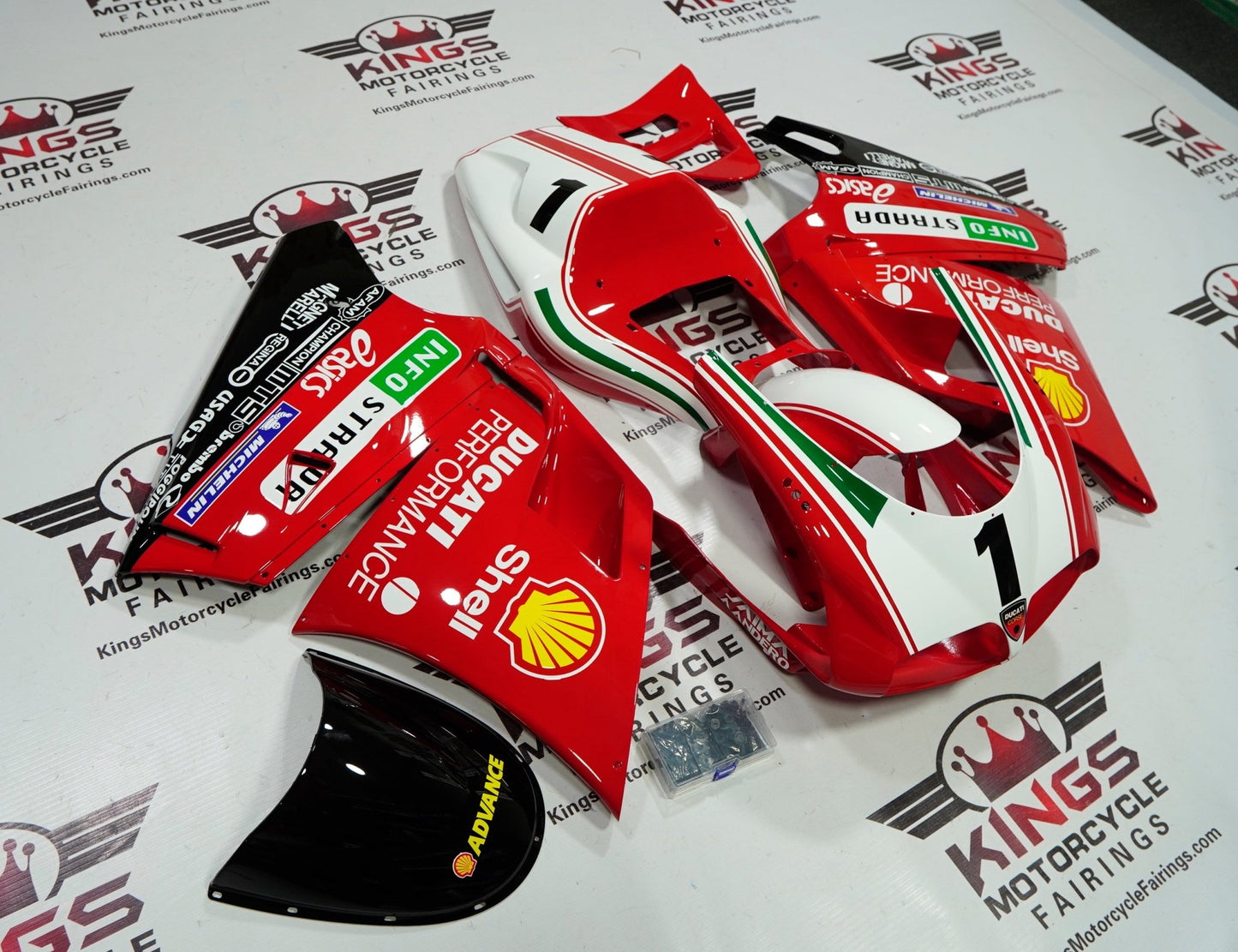 Ducati 748 (1994-2003) Red & White #1 Fairings at KingsMotorcycleFairings.com 