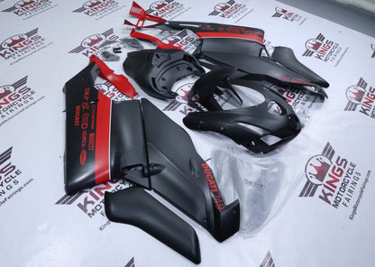 Ducati 749 Fairings (2003-2004) Matte Black, Red Stripe at KingsMotorcycleFairings.com