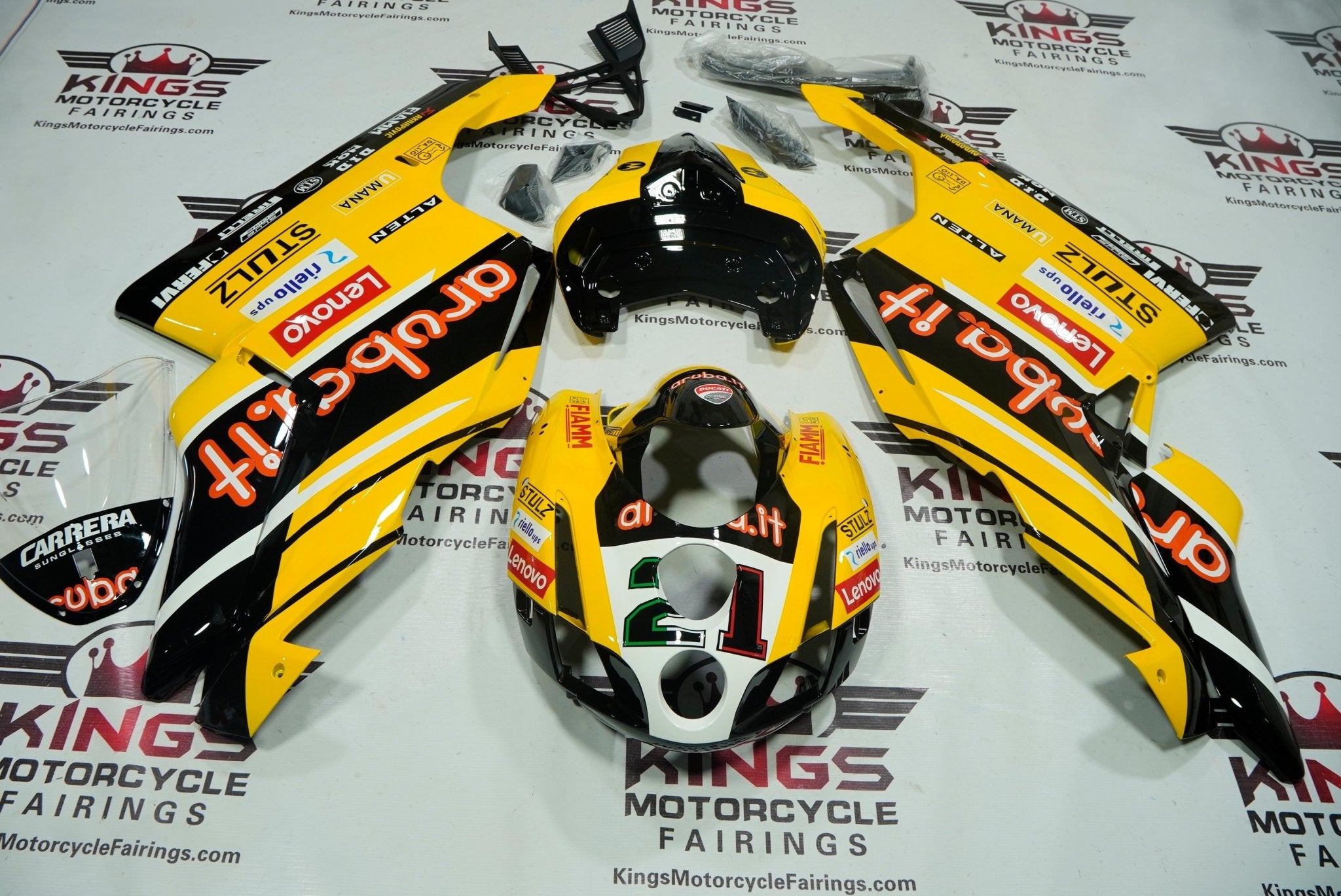 Ducati 749 Fairings (2003-2004) Yellow SBK World Super Bike Livery Fairings at KingsMotorcycleFairings.com 