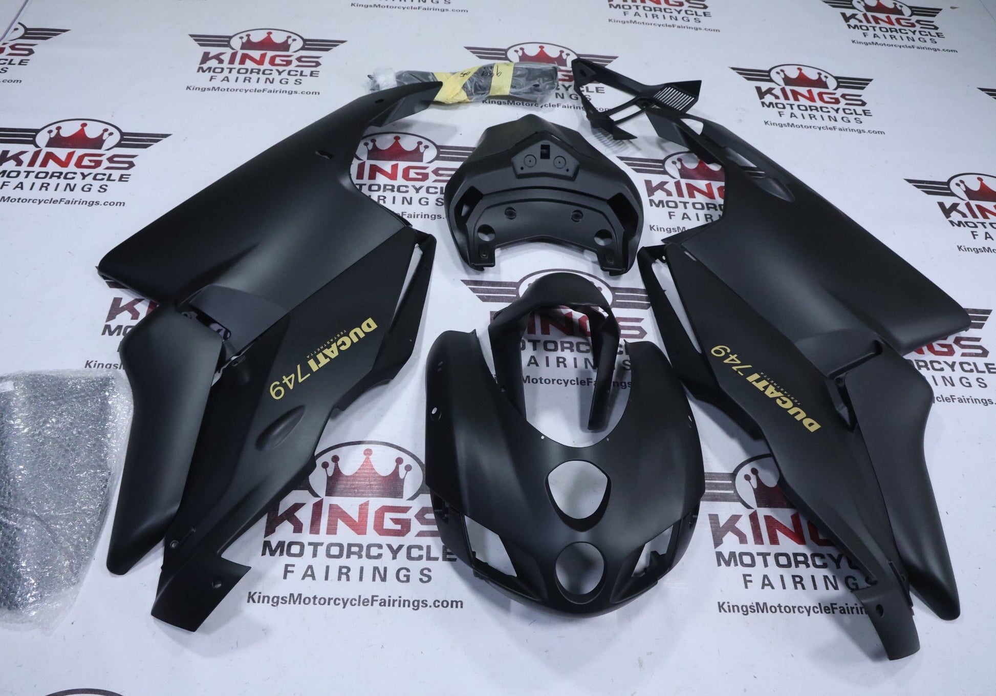 Ducati 749 Fairings (2005-2006) Matte Black, Matte Gold at KingsMotorcycleFairings.com