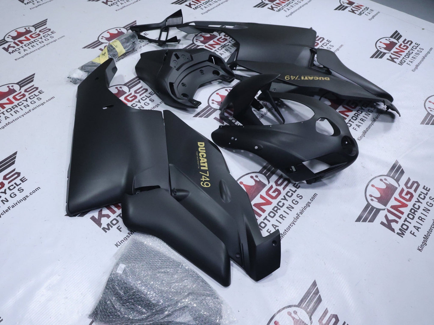Ducati 749 Fairings (2005-2006) Matte Black, Matte Gold from KingsMotorcycleFairings.com