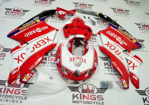 Ducati 749 Fairing Kit (2005-2006) Red, White, XEROX Hokkaido from KingsMotorcycleFairings.com 