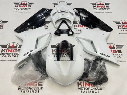 Ducati 848 Fairing Kit (2007-2014) Pearl White, Gloss Black at KingsMotorcycleFairings.com