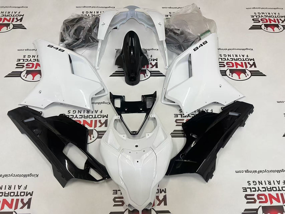 Ducati 848 Fairing Set (2007-2014) Pearl White, Gloss Black at KingsMotorcycleFairings.com