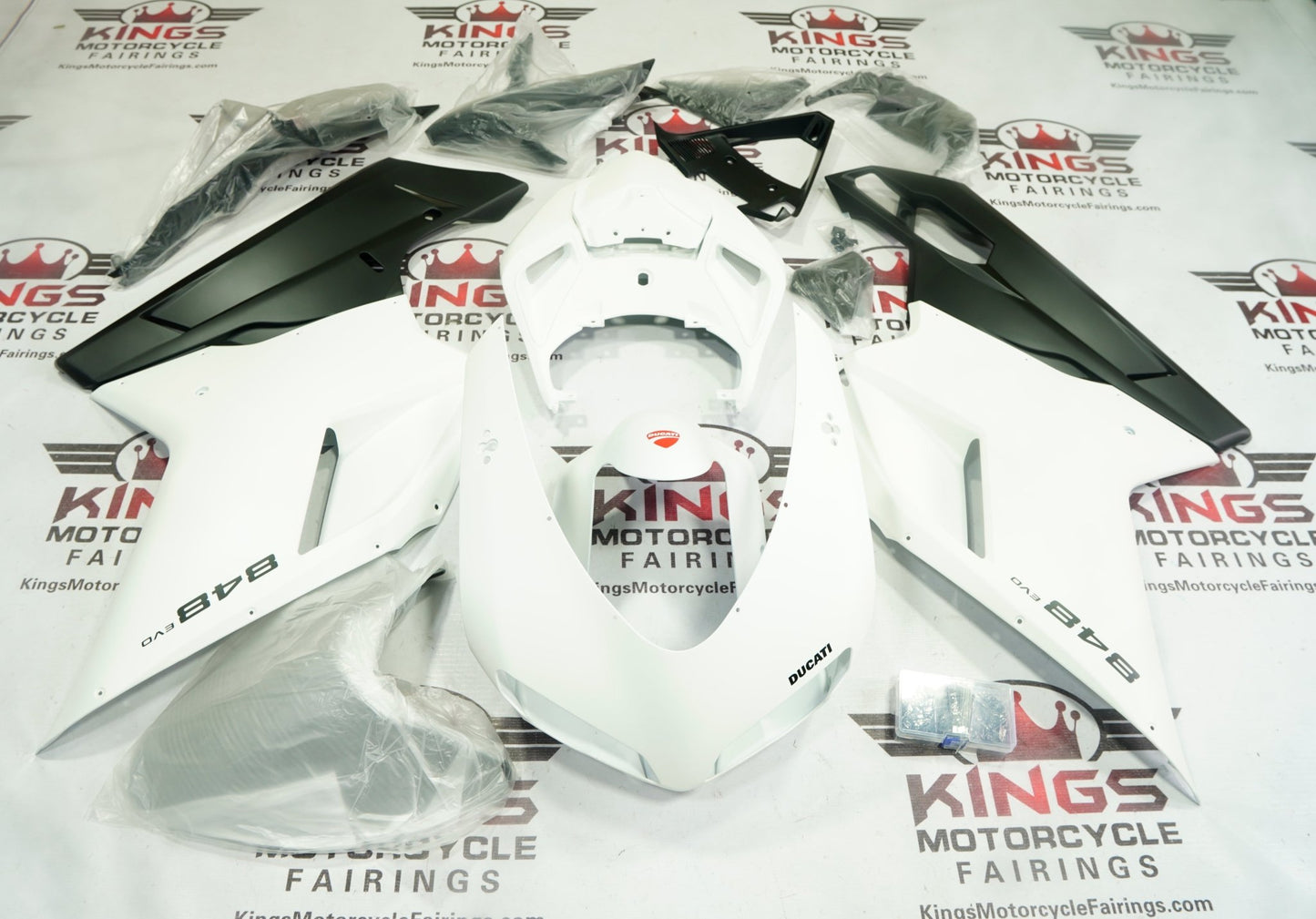 Ducati 848 Fairings (2007-2014) Flat White, Flat Black at KingsMotorcycleFairings.com