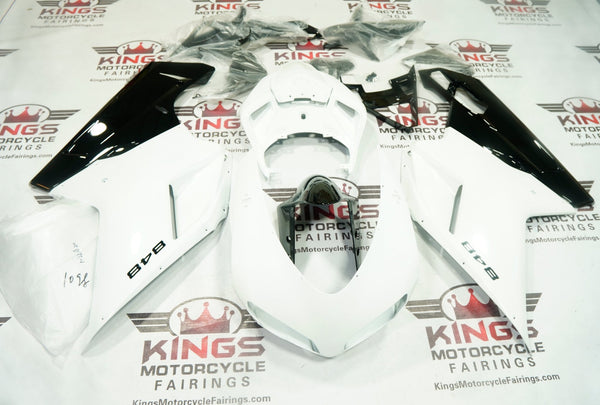 Ducati 848 Fairings (2007-2014) Gloss White, Black at KingsMotorcycleFairings.com