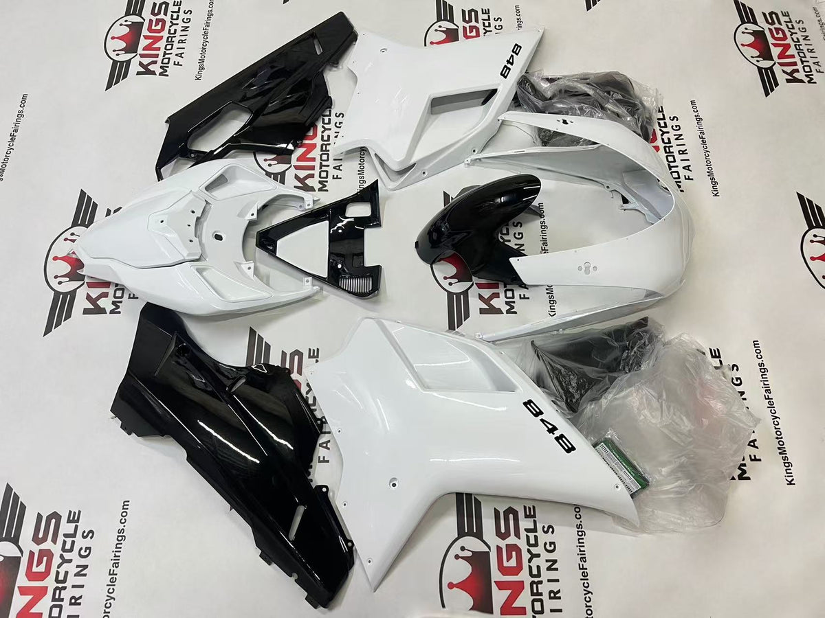 Ducati 848 Fairings (2007-2014) Pearl White, Gloss Black from KingsMotorcycleFairings.com