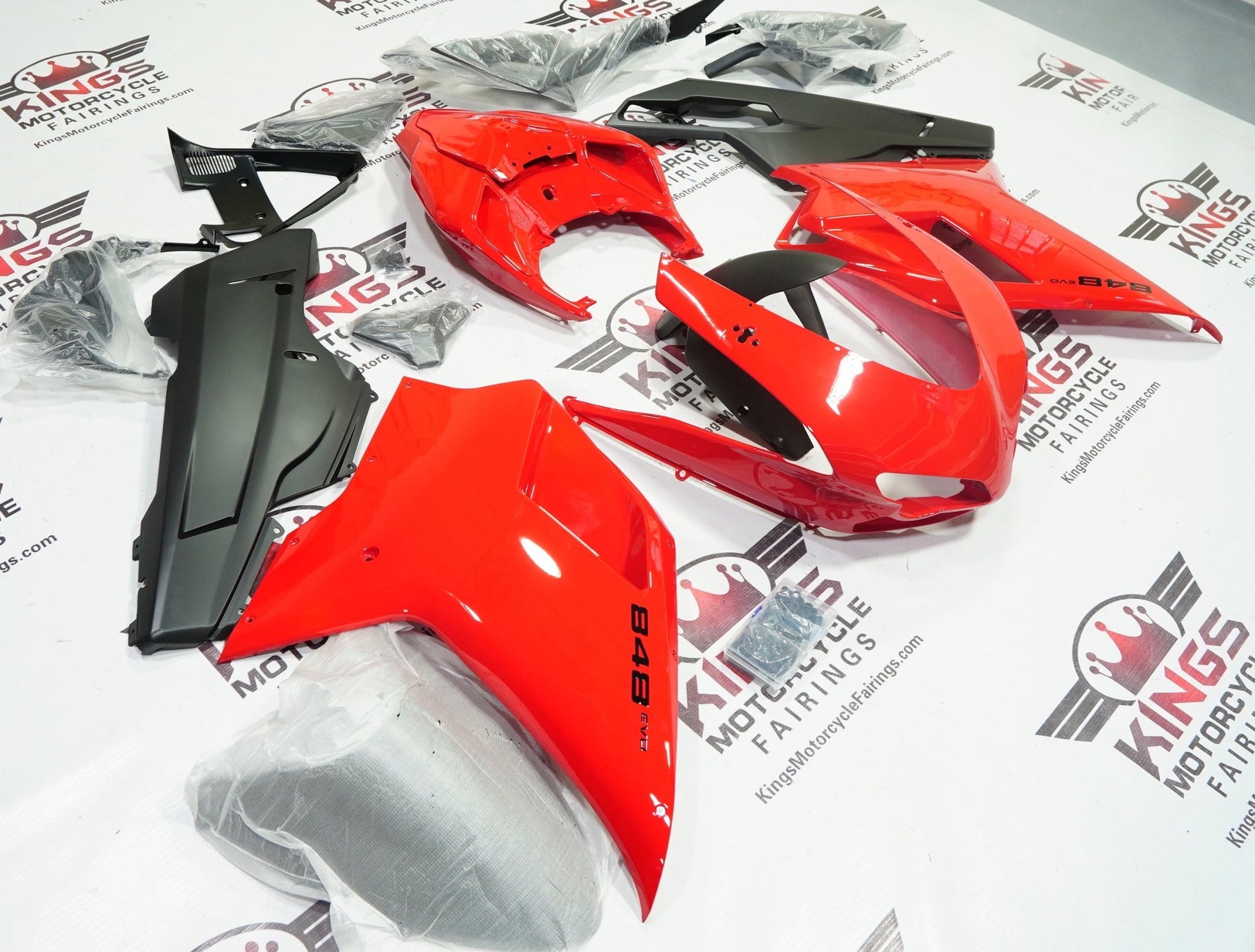 Ducati 848 Fairing set (2007-2014) Red, Matte Black at KingsMotorcycleFairings.com