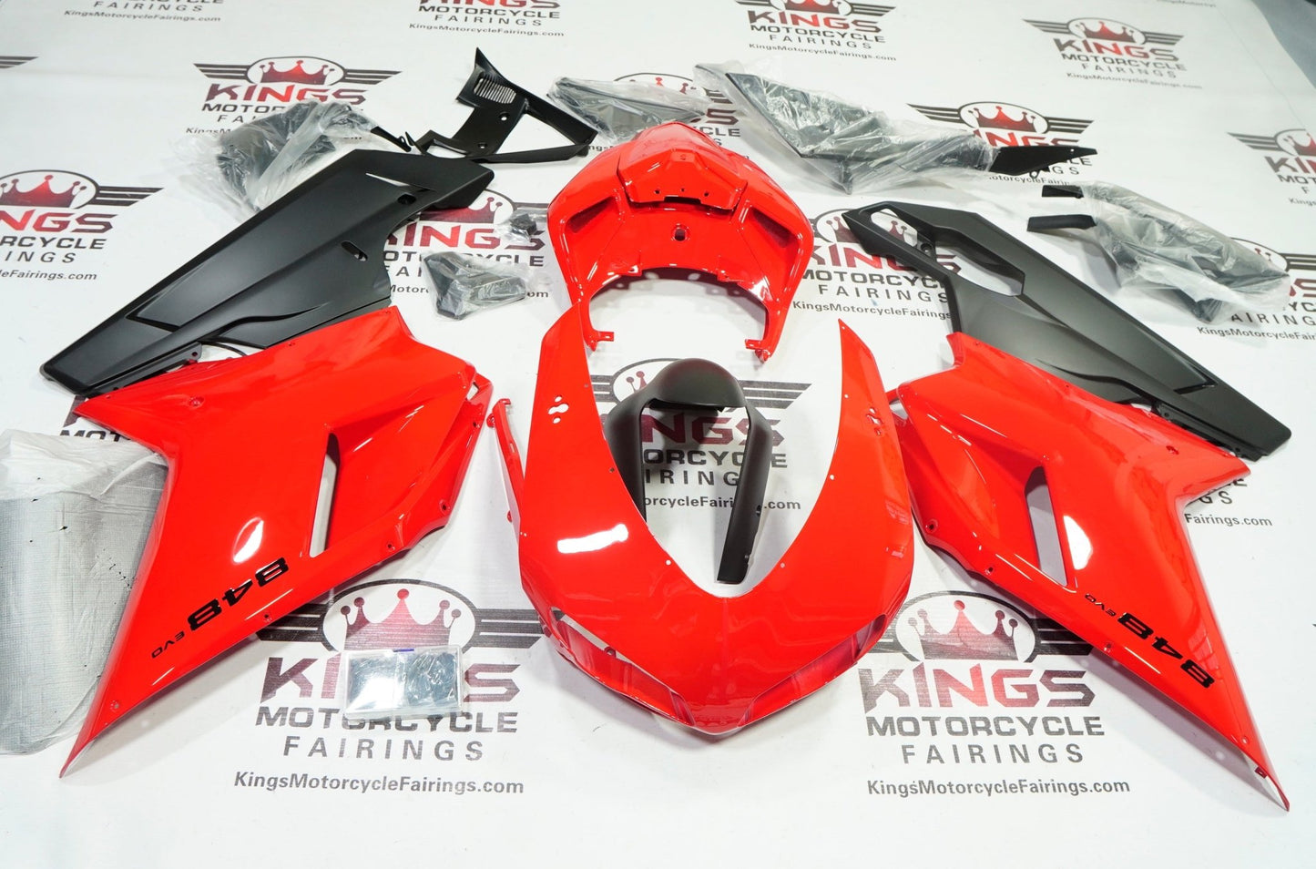 Ducati 848 Fairings (2007-2014) Red, Matte Black at KingsMotorcycleFairings.com