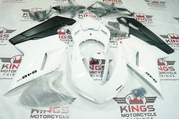 Ducati 848 Fairings (2007-2014) White Gloss, Matte Black at KingsMotorcycleFairings.com
