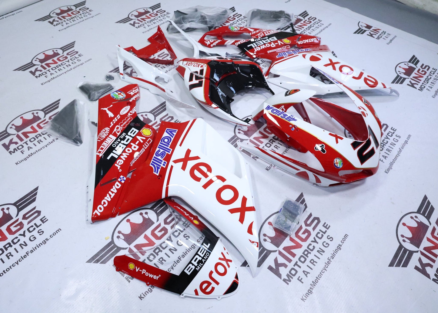 Ducati 848 Fairings (2007-2014) Xerox Red, White, Black at KingsMotorcycleFairings.com