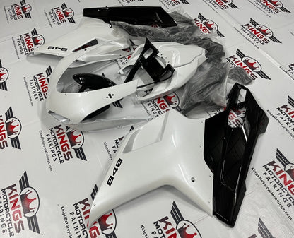 Ducati 848 (2007-2014) Pearl White & Black Fairings at KingsMotorcycleFairings.com 