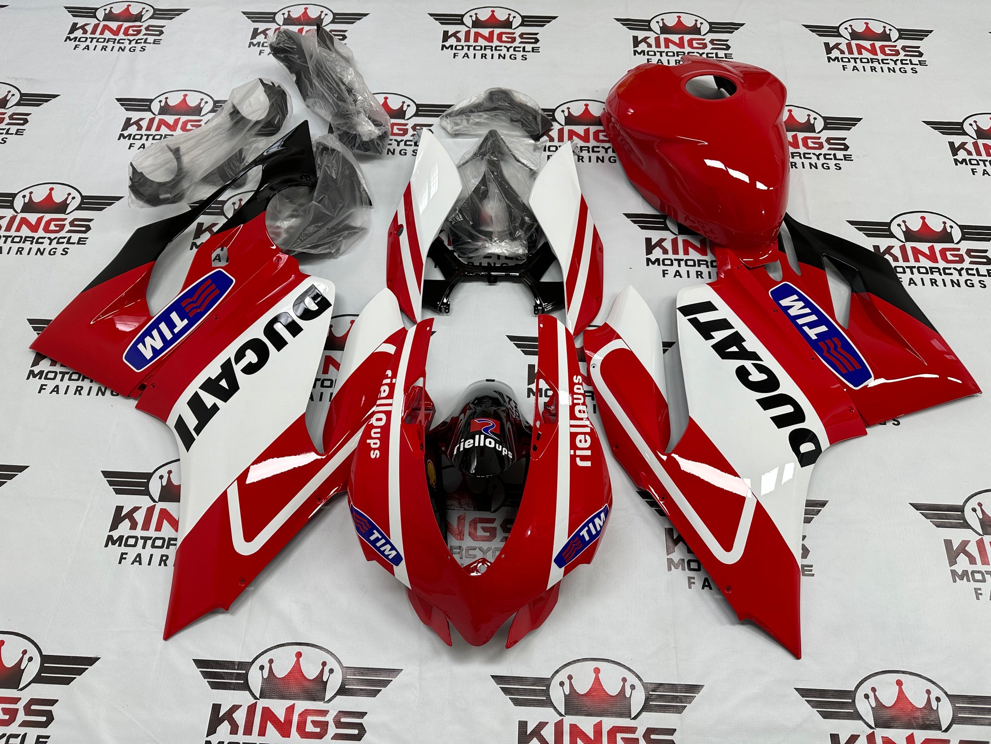 Ducati 899 Fairings (2011-2014) Red, White Stripe, Tim at KingsMotorcycleFairings.com