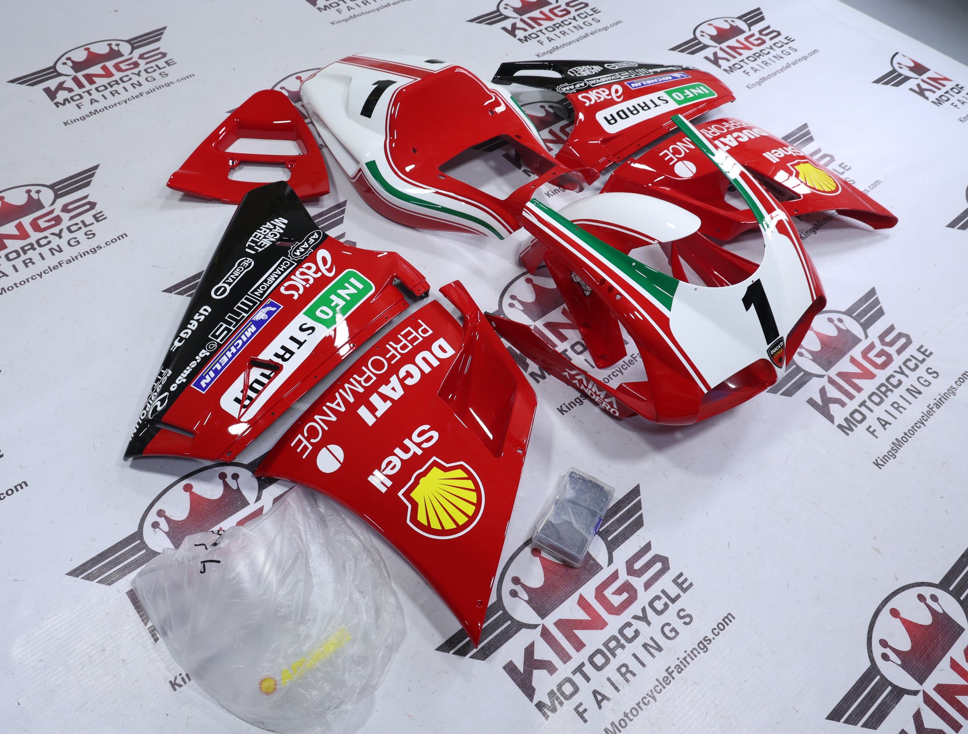 Ducati 916 Fairings (1994-1999) Red, White Shell #1 at KingsMotorcycleFairings.com