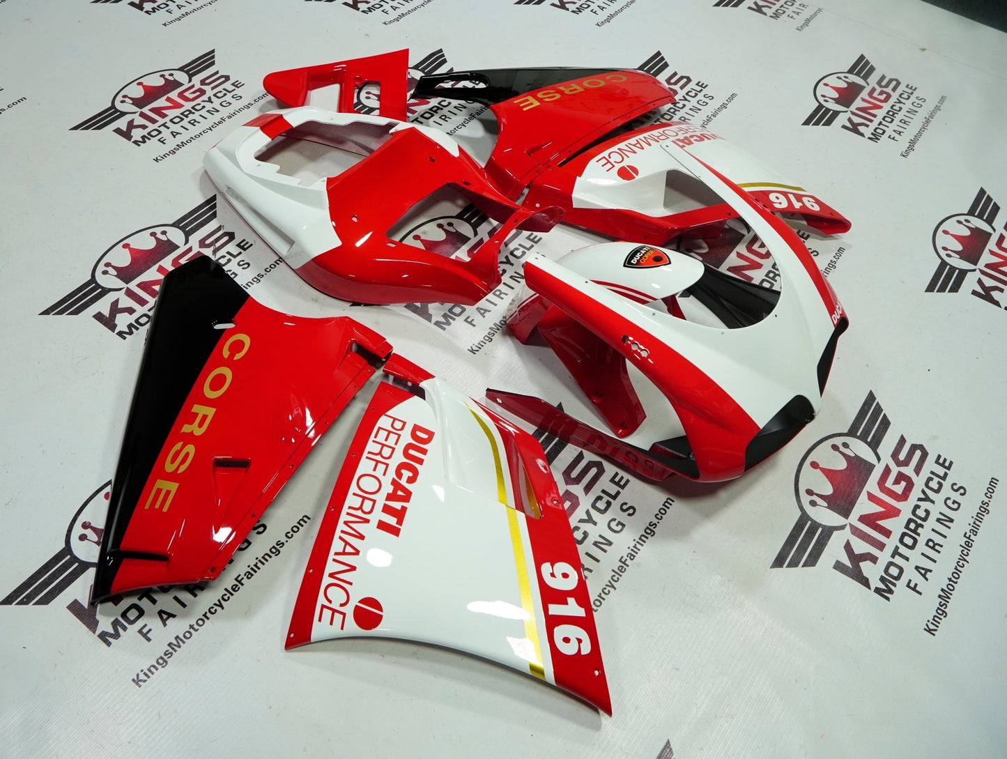Ducati 916 (1994-1999) Red & White Corse Fairings at KingsMotorcycleFairings.com