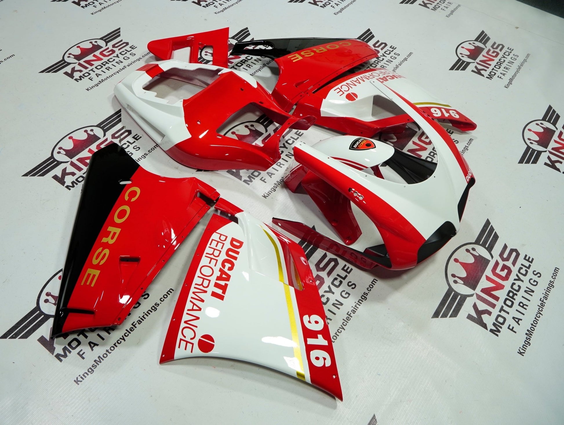 Ducati 916 (1994-1999) Red & White Corse Fairings at KingsMotorcycleFairings.com