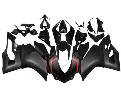 Ducati 959 Panigale Fairings (2015-2020) Matte Black, Red Stripe at KingsMotorcycleFairings.com