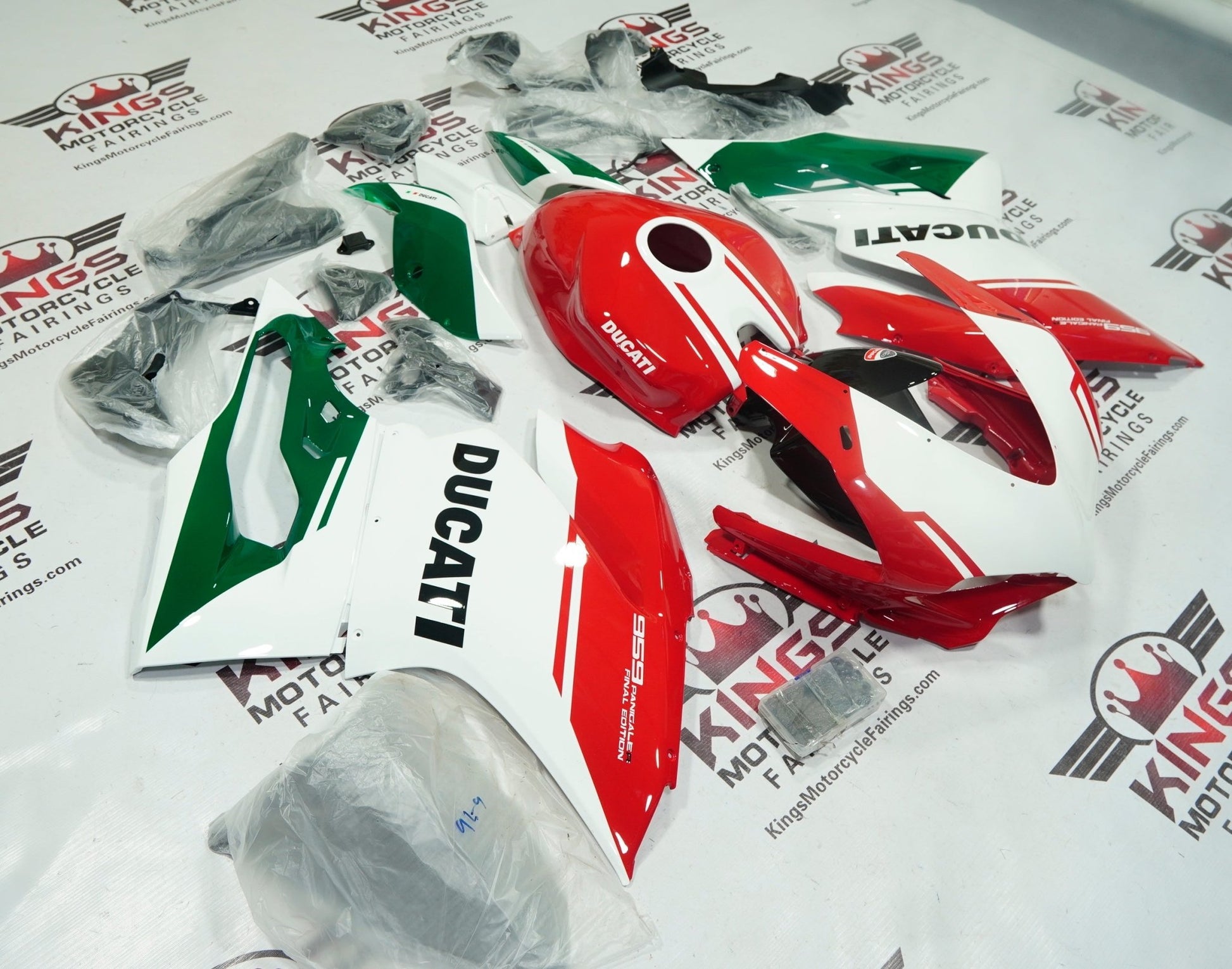Ducati 959 Panigale Fairing Kit (2015-2020) Red, White, Green at KingsMotorcycleFairings.com
