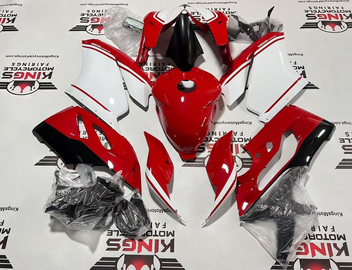 Ducati 959 Panigale Fairings (2017) Red, White Stripe from KingsMotorcycleFairings.com
