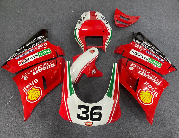 Ducati 996 Race Fairings (1998-2002) Red, White, Green #36 atKingsMotorcycleFairings.com