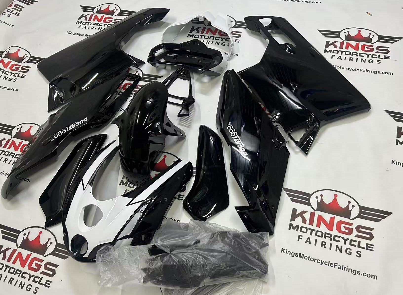 Ducati 999 Fairing Kit (2003-2004) Black Gloss, White at KingsMotorcycleFairings.com