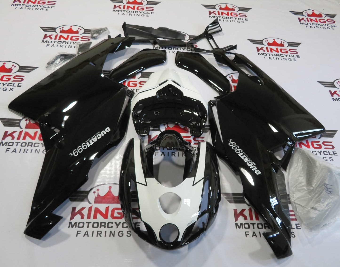 Ducati 999 Fairing Set (2003-2004) Black Gloss, White at KingsMotorcycleFairings.com