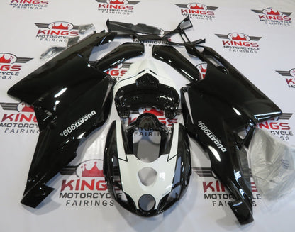 Ducati 999 Fairing Set (2003-2004) Black Gloss, White at KingsMotorcycleFairings.com