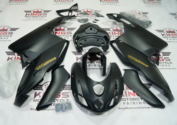 Ducati 999 Fairing Set (2003-2004) Flat Matte Black, Gold at KingsMotorcycleFairings.com