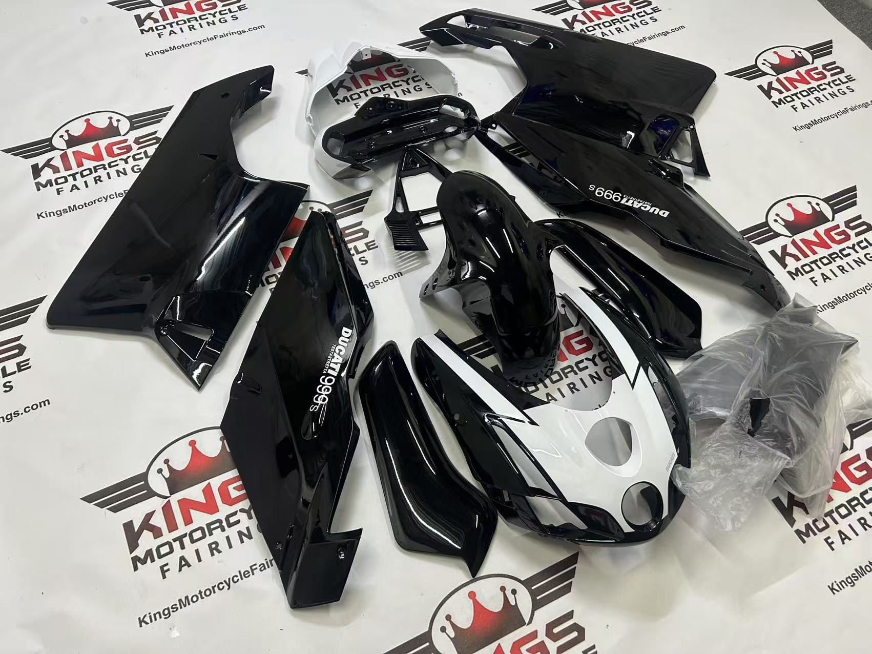 Ducati 999 Fairings (2003-2004) Black Gloss, White from KingsMotorcycleFairings.com