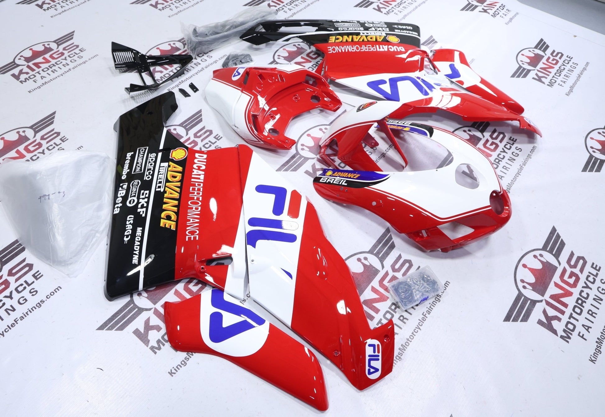 Ducati 999 Fairings (2003-2004) FILA Red, White, Blue at KingsMotorcycleFairings.com