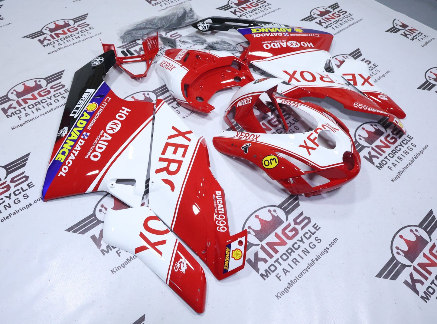 Ducati 999 Fairings (2003-2004) Xerox Red, White from KingsMotorcycleFairings.com