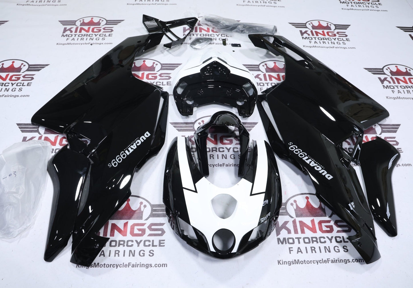 Ducati 999s Fairings (2005-2006) Black Gloss, White from KingsMotorcycleFairings.com