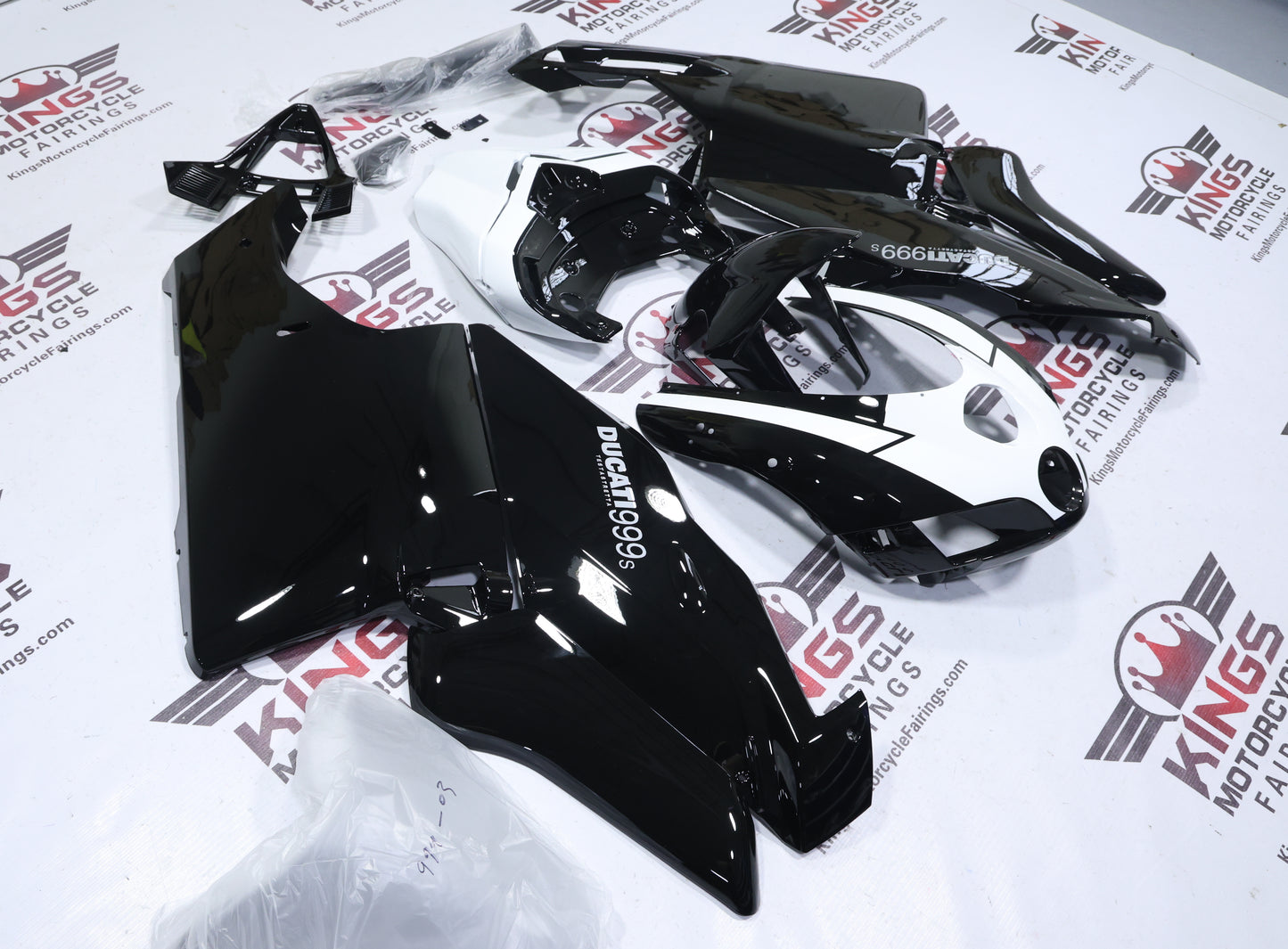 Ducati 999s Fairings (2005-2006) Black, White at KingsMotorcycleFairings.com