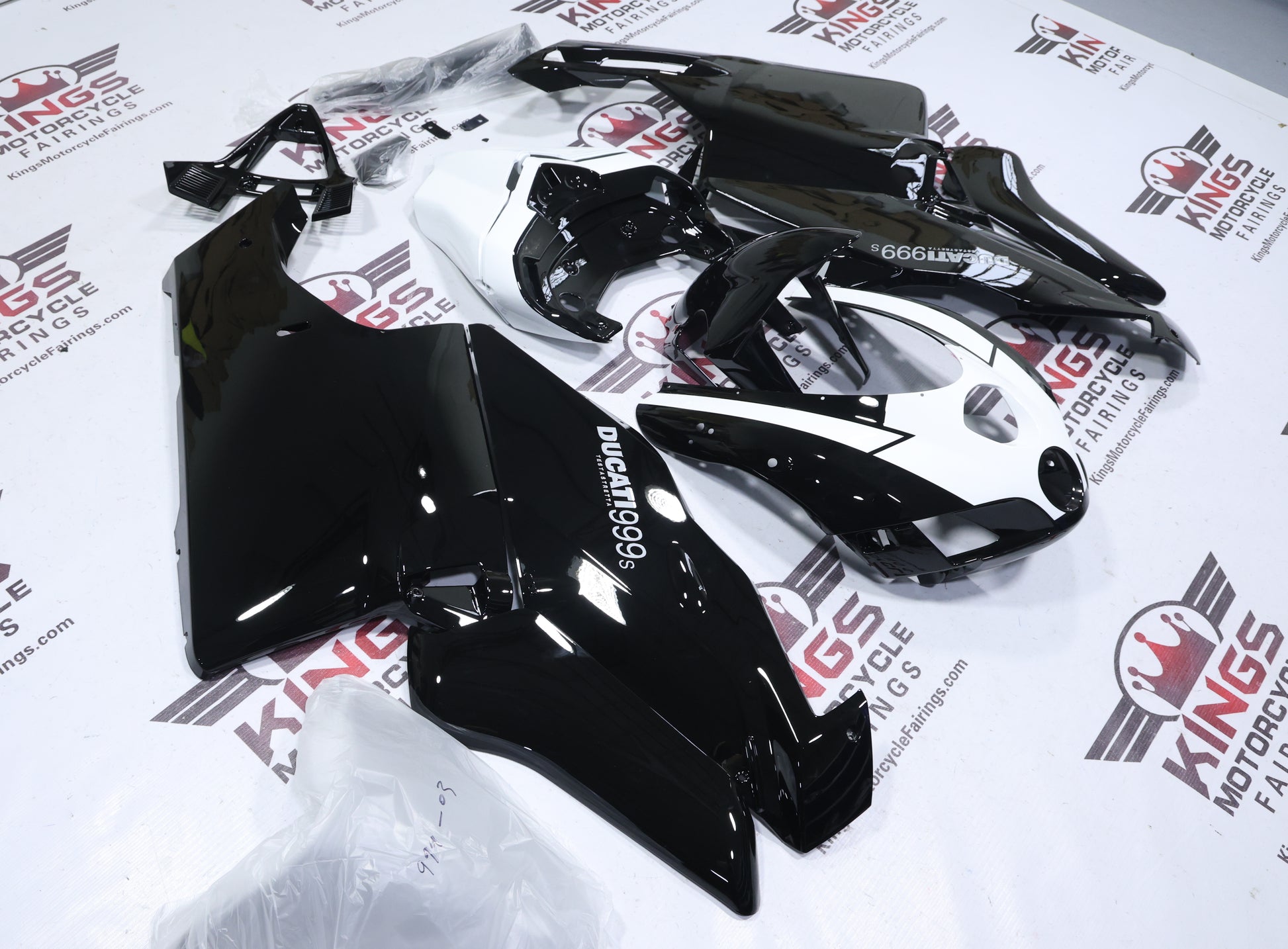 Ducati 999s Fairings (2005-2006) Black, White at KingsMotorcycleFairings.com