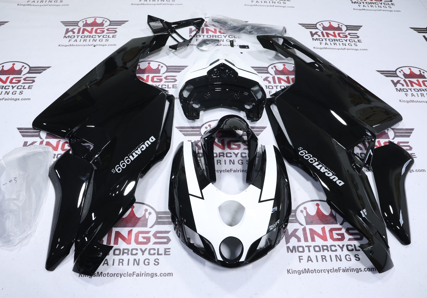 Ducati 999s Fairings (2005-2006) Black, White from KingsMotorcycleFairings.com