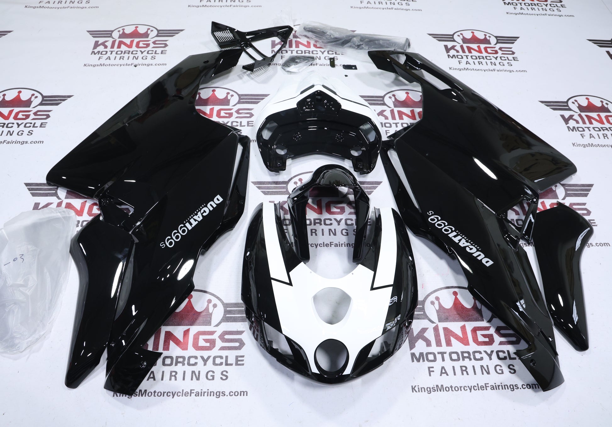 Ducati 999s Fairings (2005-2006) Black, White from KingsMotorcycleFairings.com