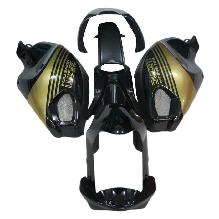 Ducati Monster 696, 796, 1100 Fairings (2008-2016) Black, Gold Stripes at KingsMotorcycleFairings.com