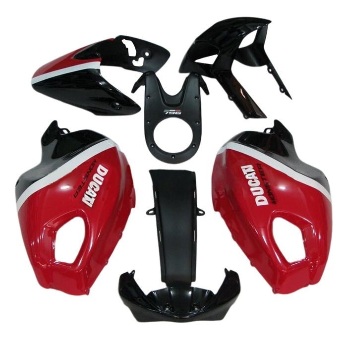 Ducati Monster 696, 796, 1100 Fairings (2008-2016) Red, Black, White Stripe at KingsMotorcycleFairings.com