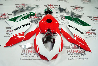 Ducati Panigale 1199 Fairings (2011-2014) Red, White, Dark Green at KingsMotorcycleFairings.com
