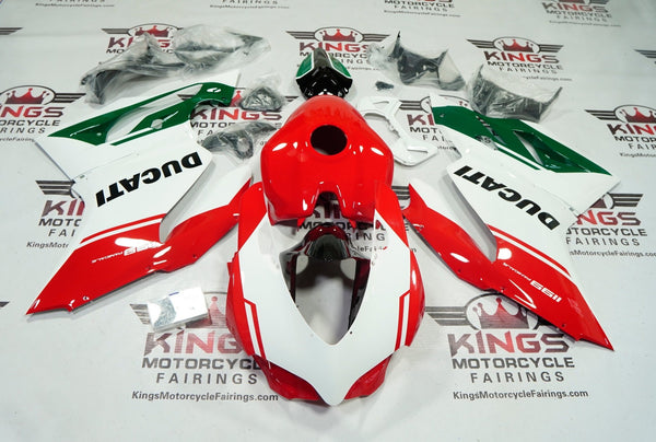 Ducati Panigale 1199 Fairings (2011-2014) Red, White, Dark Green at KingsMotorcycleFairings.com
