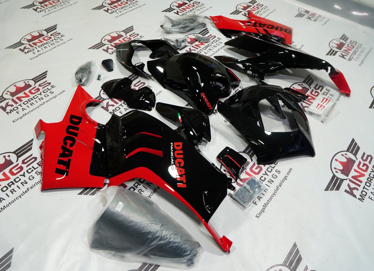 Ducati Panigale V4 Fairing Kit (2022-2024) Black Gloss, Red at KingsMotorcycleFairings.com