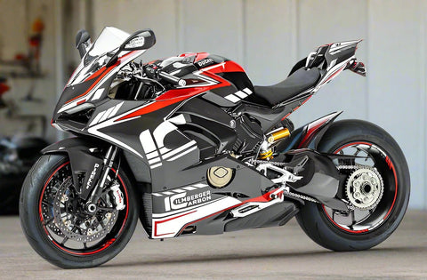 Ducati Panigale V4 Fairing kit (2018-2019) Black Gloss, White, Red at KingsMotorcycleFairings.com
