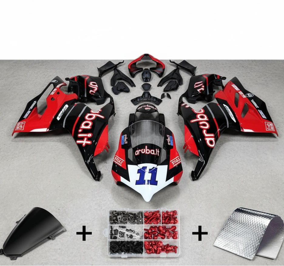 Ducati Panigale V4 Fairing Kit (2018-2019) Black, Red, Aruba at KingsMotorcycleFairings.com